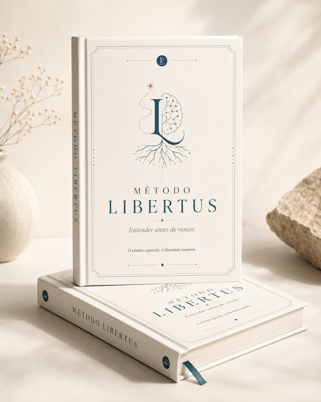 Livro Método Libertus em capa dura empilhado com lombada visível